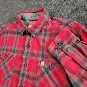 Coleman Red Plaid Flannel Shirt Long Sleeve Button Front‎ Size Large